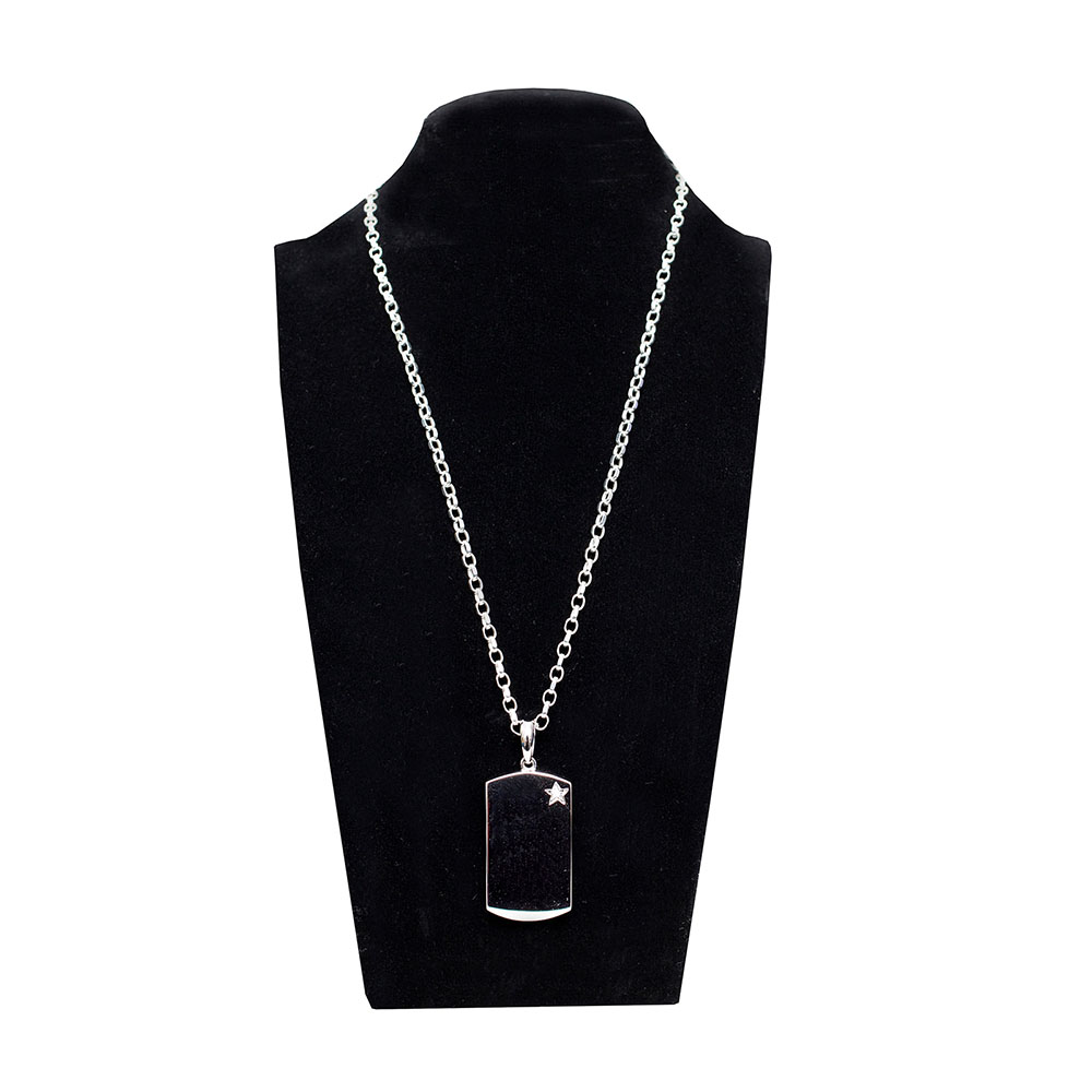 Personalised Engraved Rectangle Pendant Necklace – Stainless Steel Army Dog Tag Style, 50cm Bead Chain, Custom Gift
