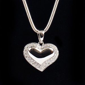 Heart Pendant with Diamente Detailing